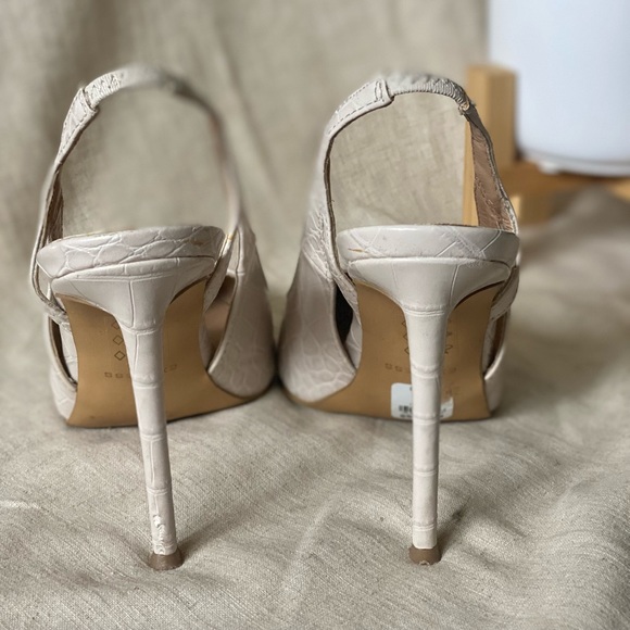 Express Cream Croc Embossed High Heel Pointed Toe Slingback Size 7 - Picture 3 of 3